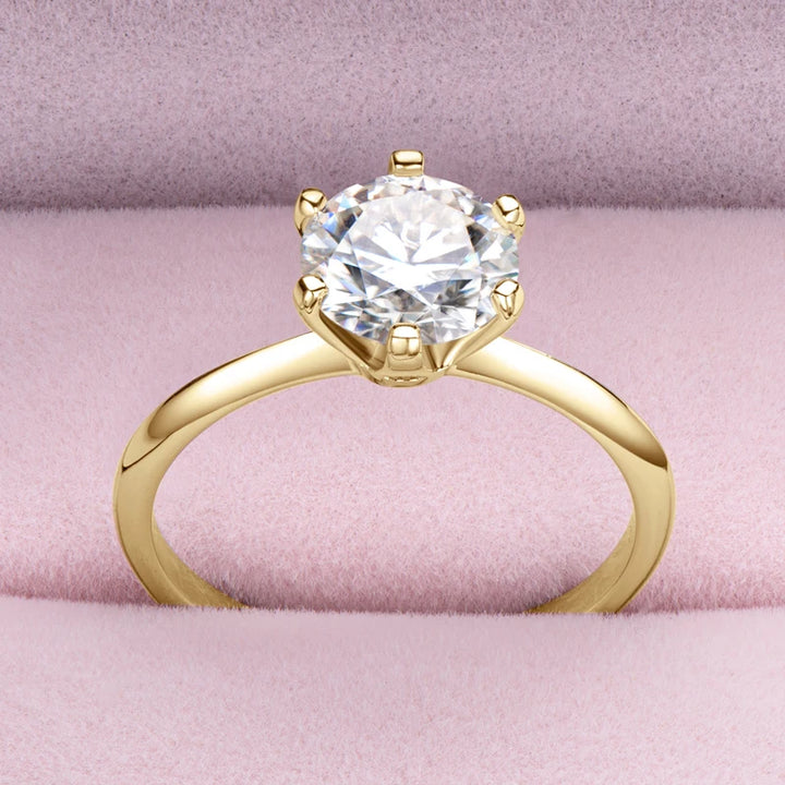 18k gold plated ring with GRA certified moissanite solitaire diamond