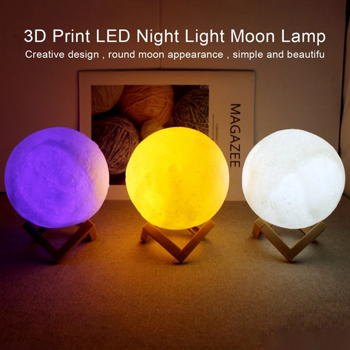 Moon-shaped 3D LED lampshade