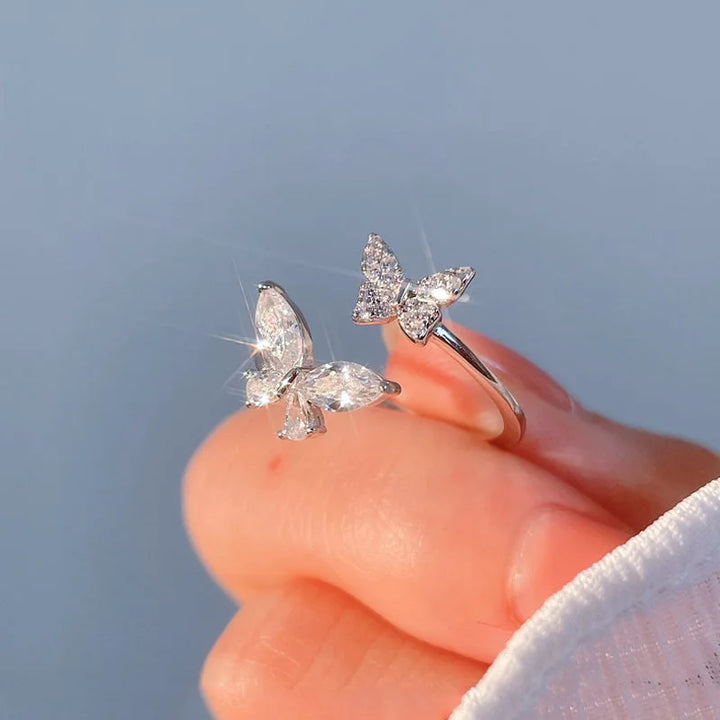 Butterfly zirconia 925 sterling silver rings