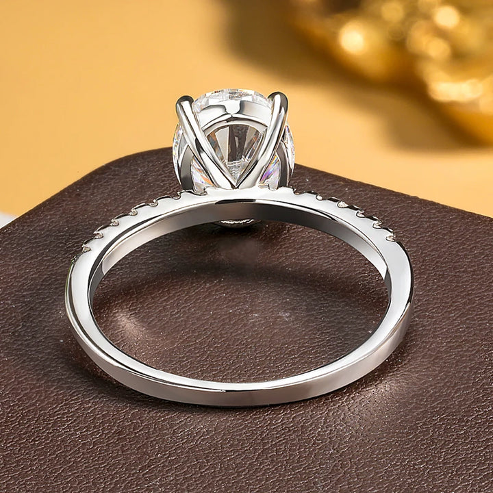 White Gold Plated Oval Moissanite Diamond Ring