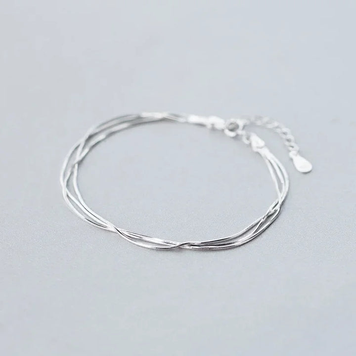 Double layer 925 sterling silver bracelet