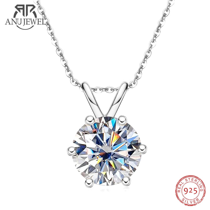 18k gold plated and pure silver necklace with moissanite Diamond and GRA certificate