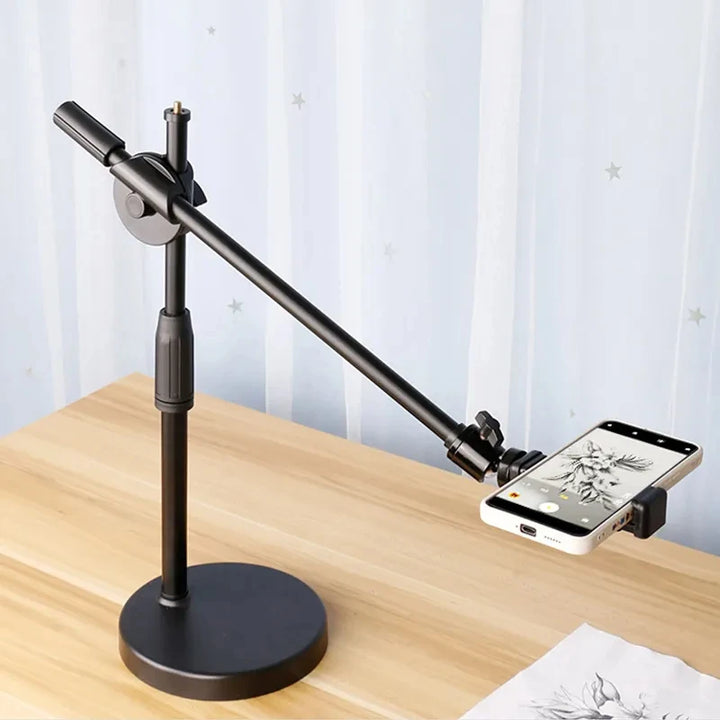 Hanging tripod with ring light for cell phone