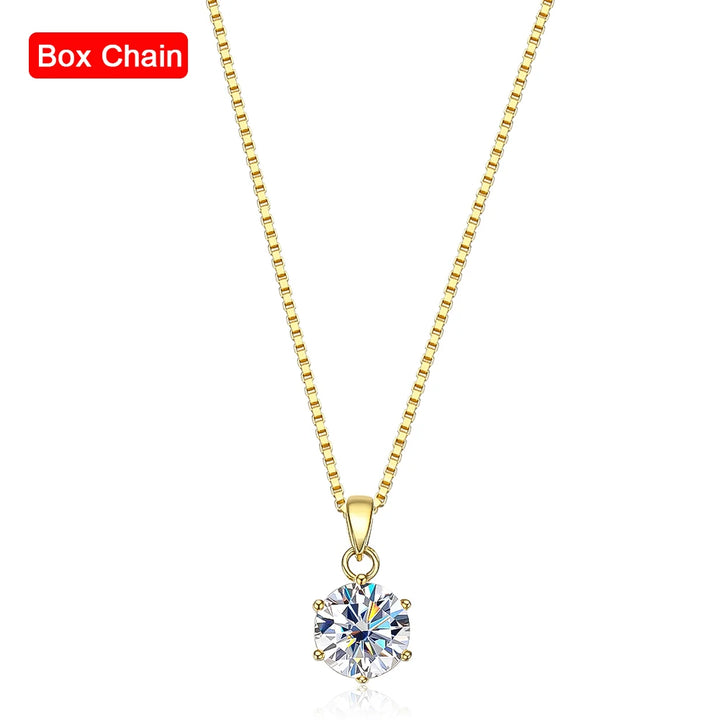 1ct D VVS1 Moissanite Pendant Necklace for Women Wedding Bridal 100% S925 Sterling Silver Necklace Plated 18K Anniversary Gift