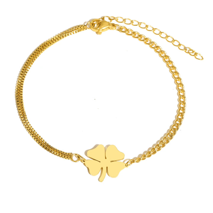 Lucky Clover Charm Stainless Steel Bracelets