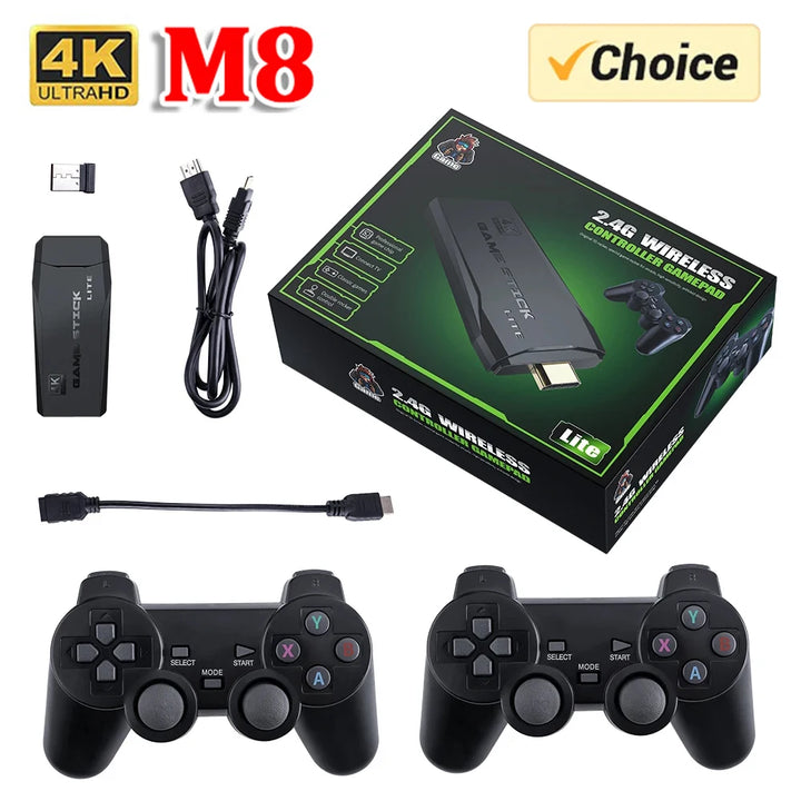 Video game with +10,000 games and dual wireless controller Stick Lite 4K HD M8 32/64GB