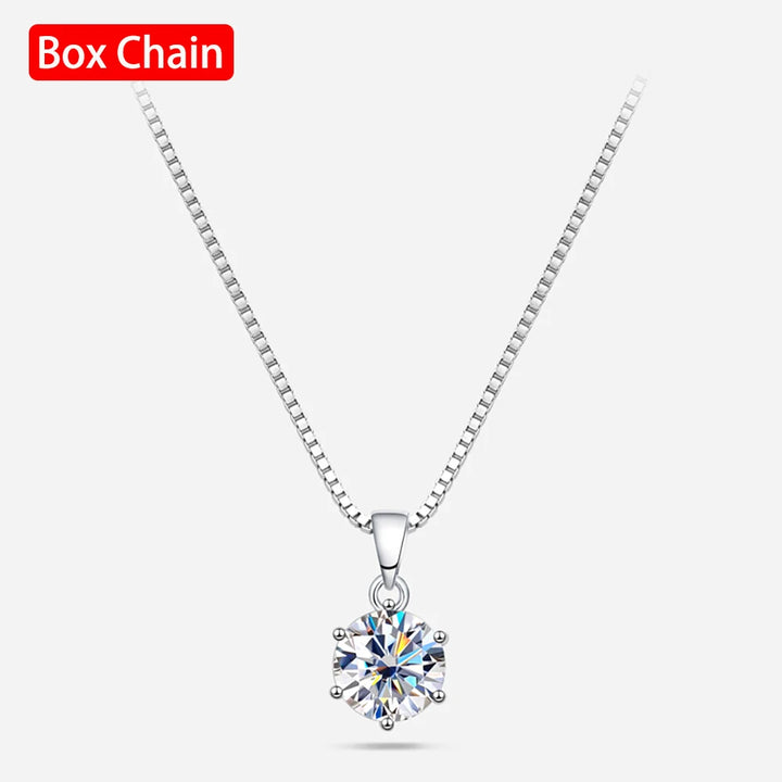 1ct D VVS1 Moissanite Pendant Necklace for Women Wedding Bridal 100% S925 Sterling Silver Necklace Plated 18K Anniversary Gift