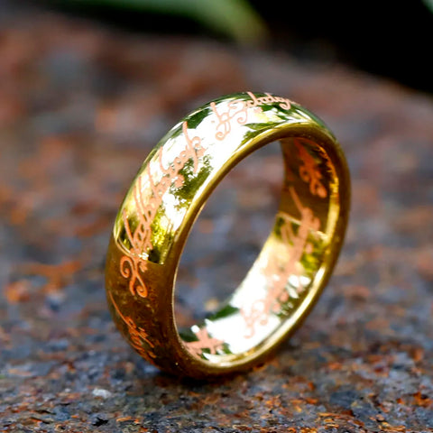 14k Gold Plated 3D Stainless Steel Carved Refined Ring