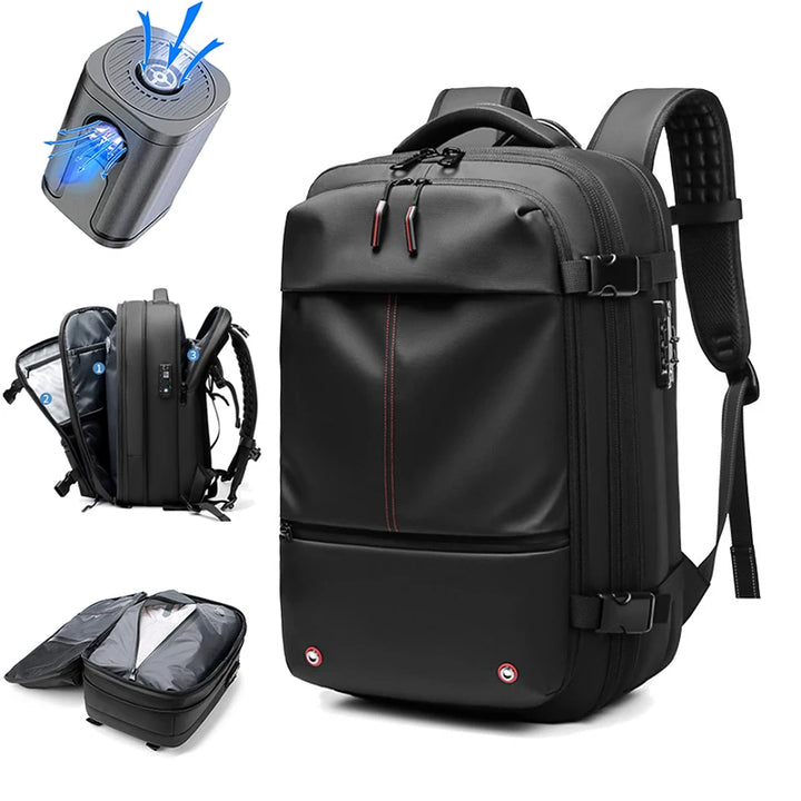 Backpack with mini vacuum compressor