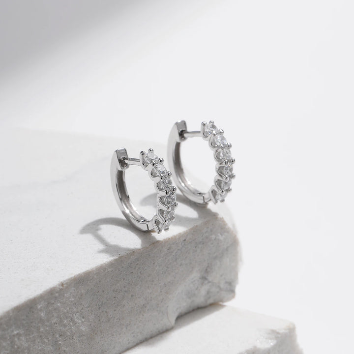 925 Sterling Silver Hoop Earrings adorned with Diamond/Moissanite Brilliant with GRA certificate