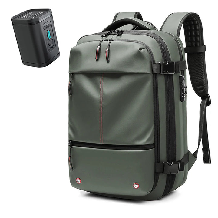 Backpack with mini vacuum compressor