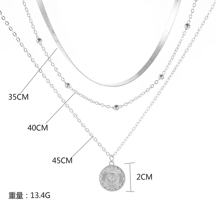 925 sterling silver three layer necklace