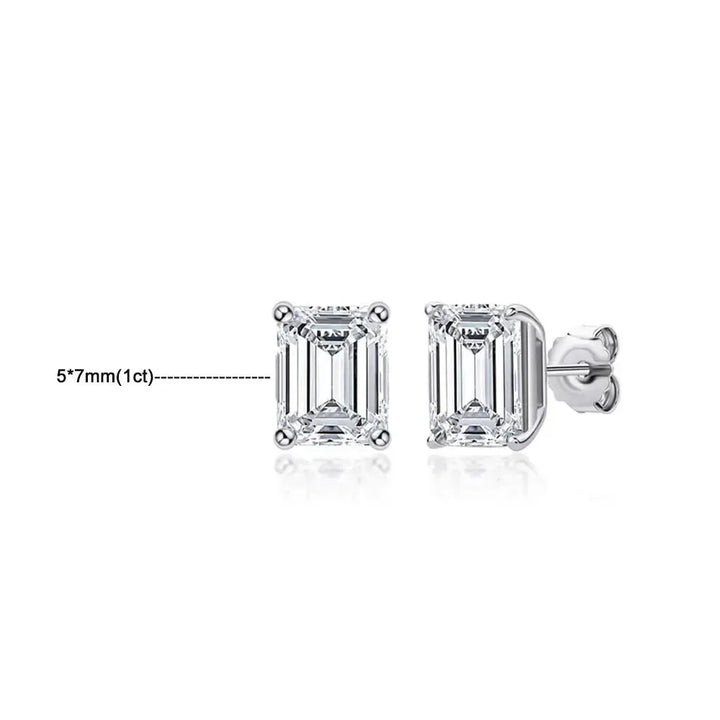 Emerald Cut Moissanite Earrings for Women 0.5 - 2ct D Color Lab Grow Diamond with GRA s925 Sterling Silver Trendy Stud Earring