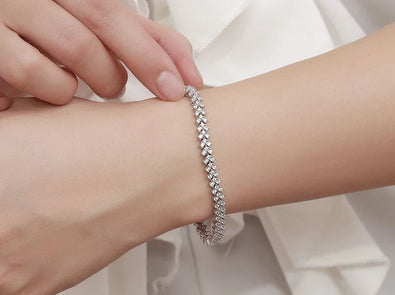 Sterling Silver Bracelet with Diamond - Original Moissanite with GRA Certificate