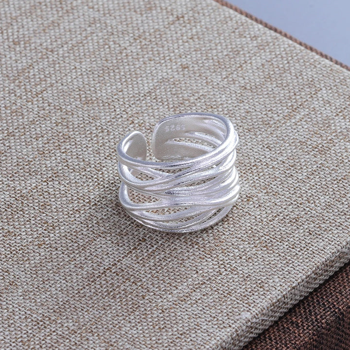 VENTFILLE 925 Sterling Silver Ring for Women Girl Jewelry Geometry Hollowed Out Design Overlapping Simple  Gift Dropshipping