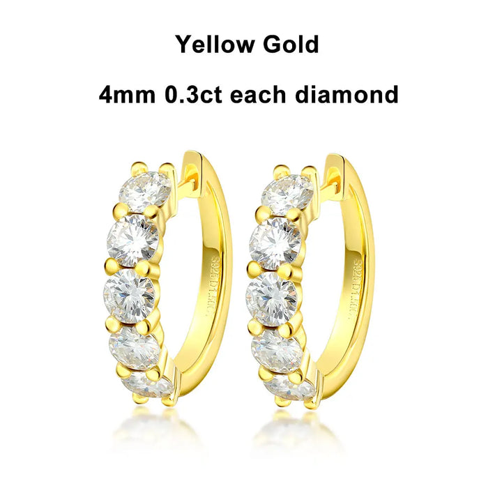 18k Gold and Platinum Plated Earring with Certified Moissanite