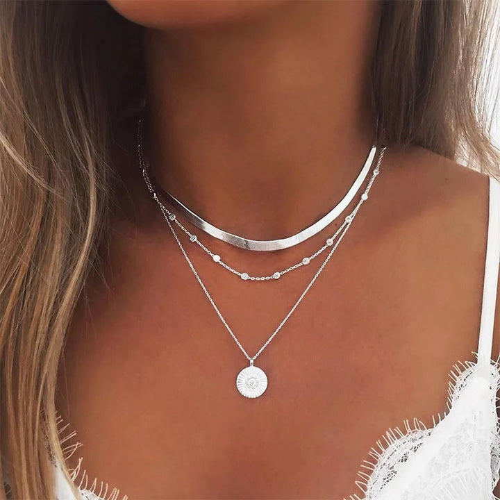 925 sterling silver three layer necklace