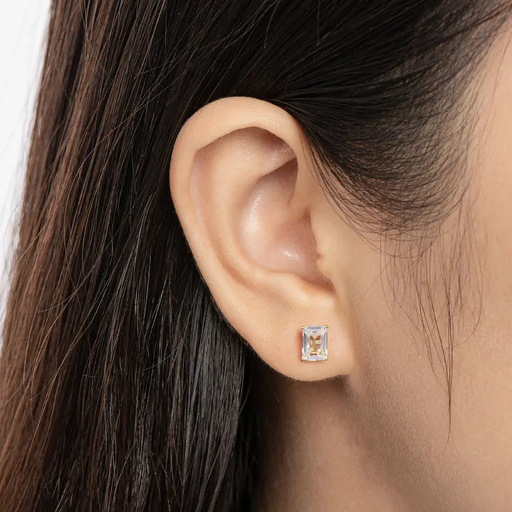 Emerald Cut Moissanite Earrings for Women 0.5 - 2ct D Color Lab Grow Diamond with GRA s925 Sterling Silver Trendy Stud Earring