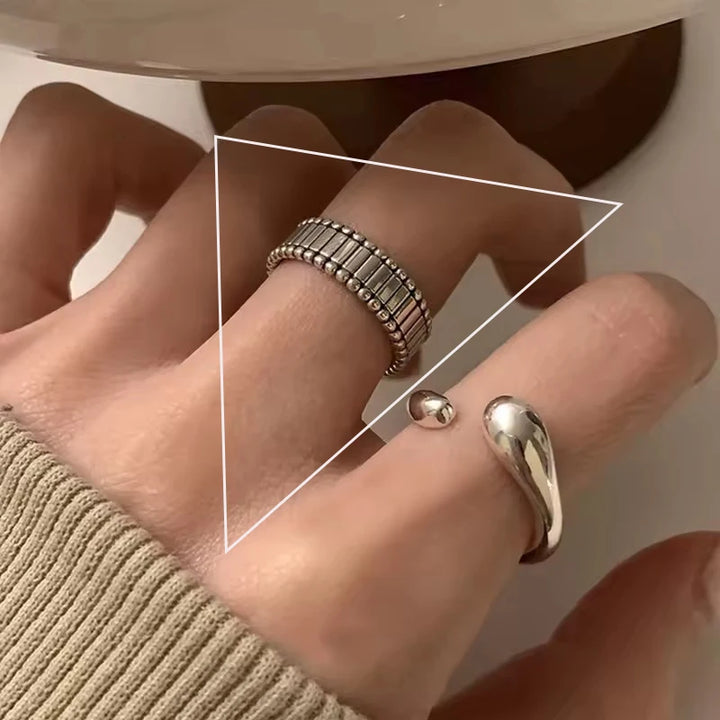 VENTFILLE 925 Sterling Silver Ring for Women Girl Jewelry Geometry Hollowed Out Design Overlapping Simple  Gift Dropshipping