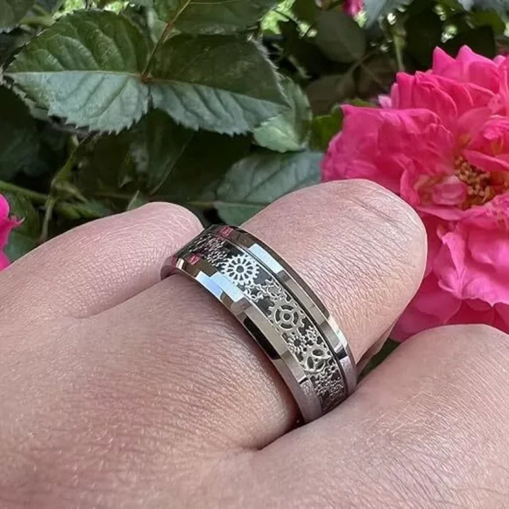 Viking ring in carbon and stainless steel