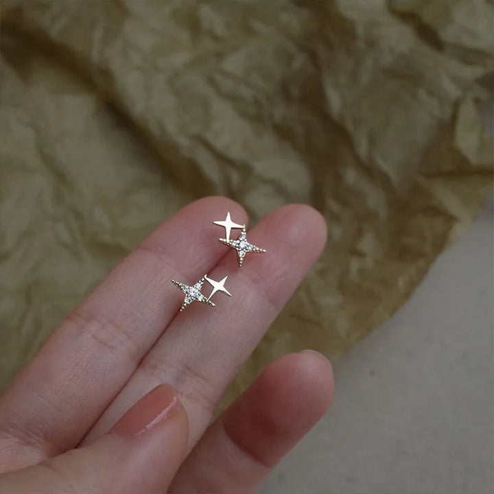 Stainless steel earrings with zirconia and stones