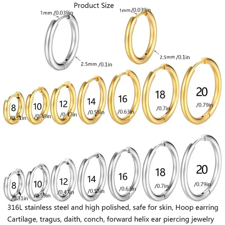 14k gold plated stainless steel hoop earrings