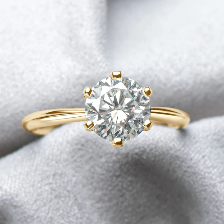 18k gold plated ring with GRA certified moissanite solitaire diamond