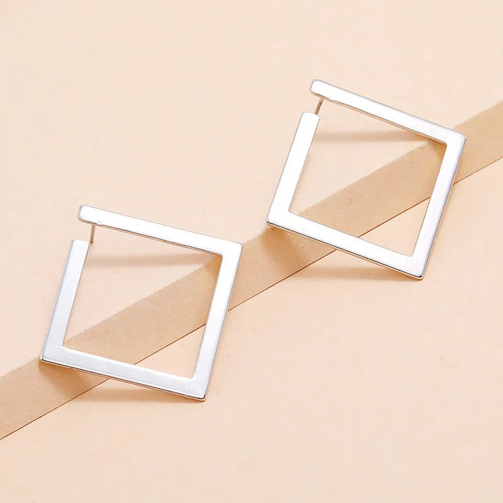 Minimalist retro stainless steel square earring