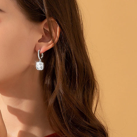 14k White Gold Plated Earring with Moissanite/Diamond Stone