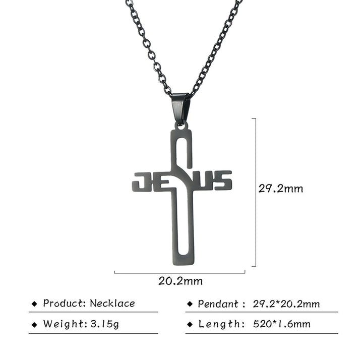 Cazador Jesus Cross Hollow Pendant Necklaces for Women Men Christian Chocker Wholesale Stainless Steel Jewelry Birthday Gifts