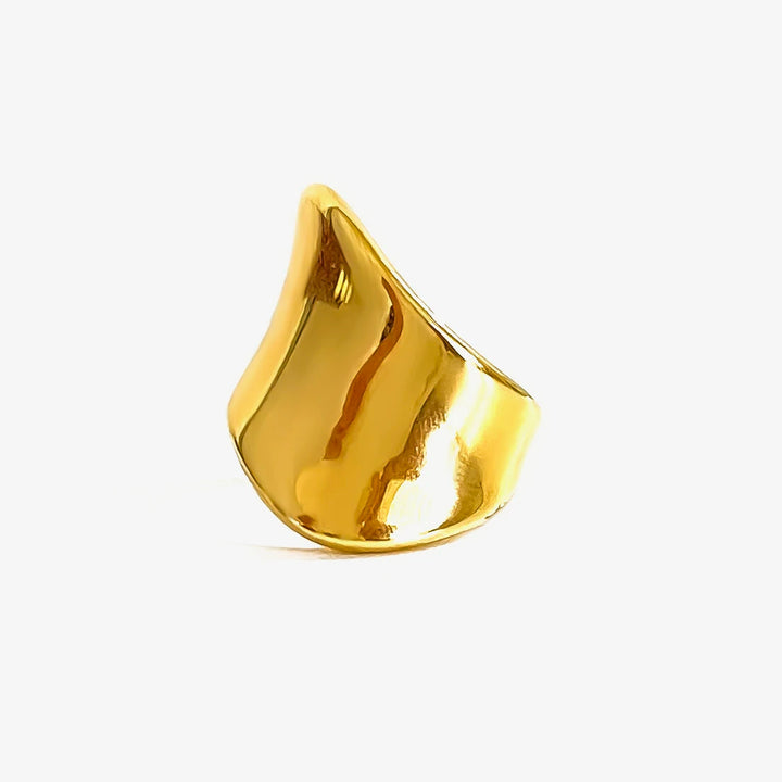 Peri'sbox Minimalism Anti-Tarnish Stainless Steel 18K Pvd Gold Plated Rings for Women Unique Design Fashion Holiday Jewelry Gift