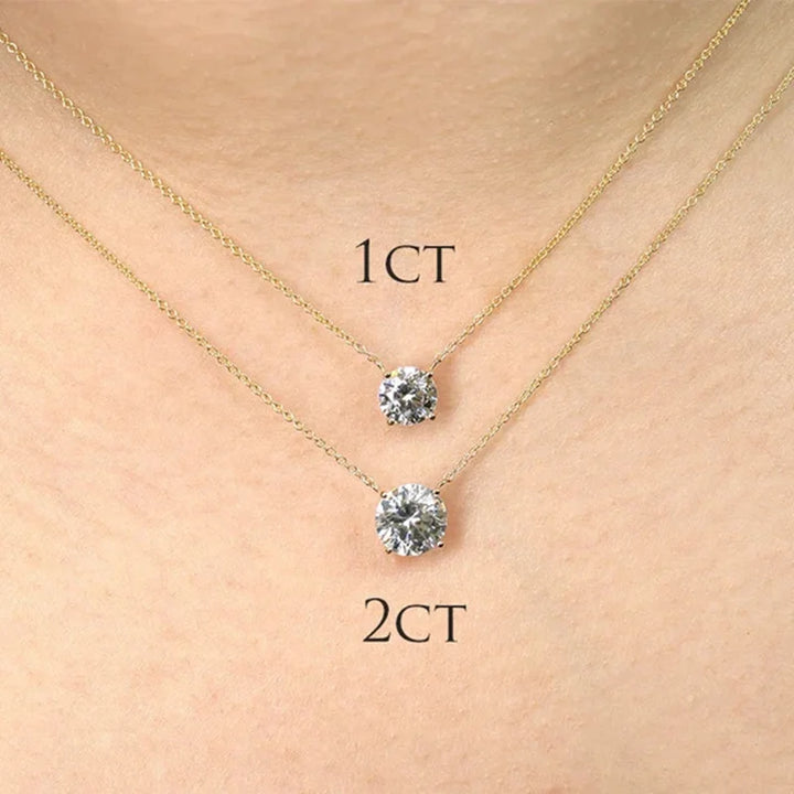 Lnngy 1CT 2CT 3CT Moissanite Pendant Necklace For Women Original 925 Silver Chains Solitaire Drop Necklaces Bridal Fine Jewelry