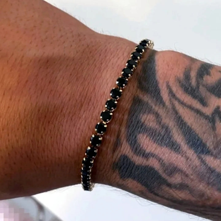 Stainless steel bracelet with black zirconia