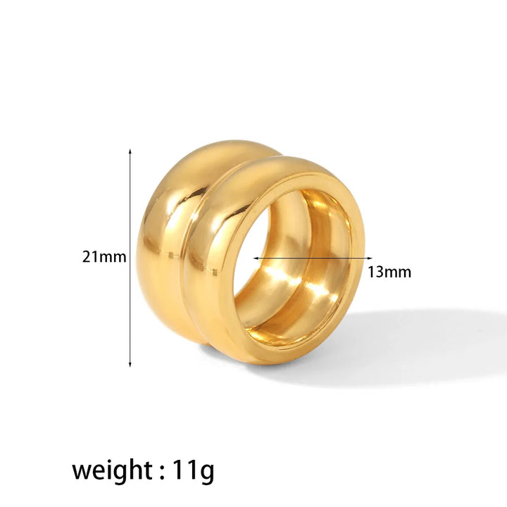 Stainless Steel Rings Chunky Wide Double Layer Ring for Women Men Simple INS Fashion Waterproof Jewelry Gift Trend 2024 anillos