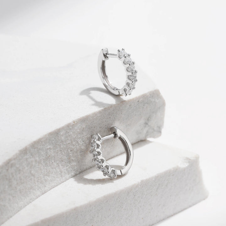 925 Sterling Silver Hoop Earrings adorned with Diamond/Moissanite Brilliant with GRA certificate