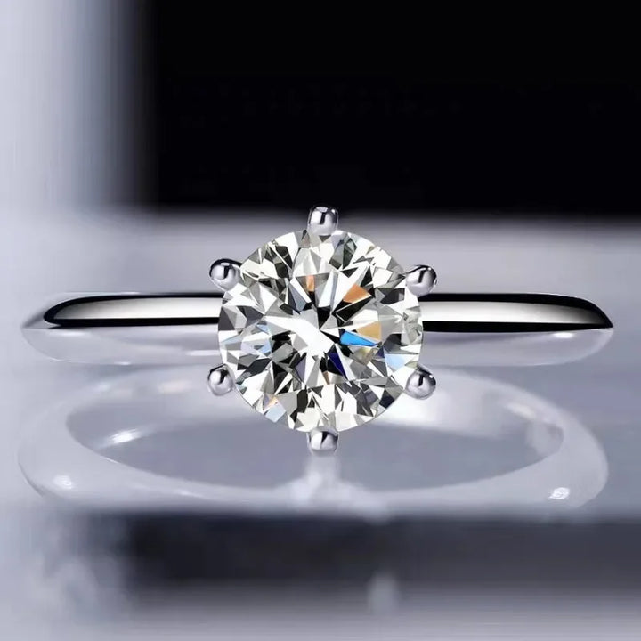 Real 925 Sterling Silver 1ct Diamond/Moissanite Solitaire Ring