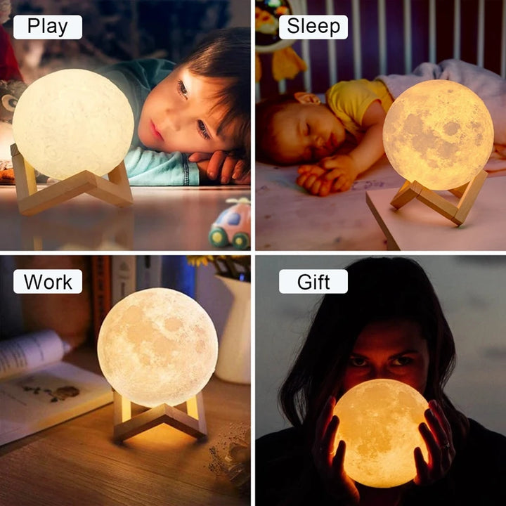 Moon-shaped 3D LED lampshade