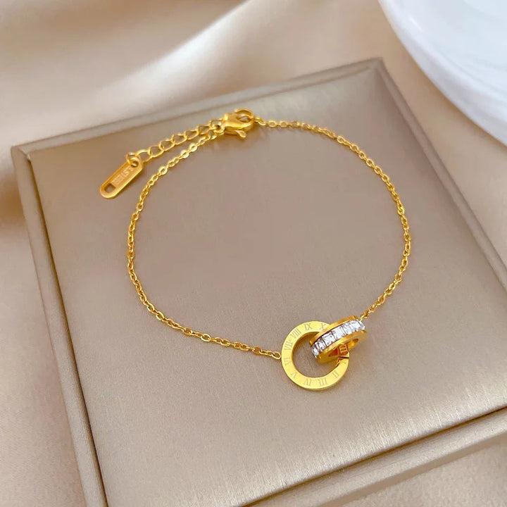 14k gold plated stainless steel Roman hoop bracelet