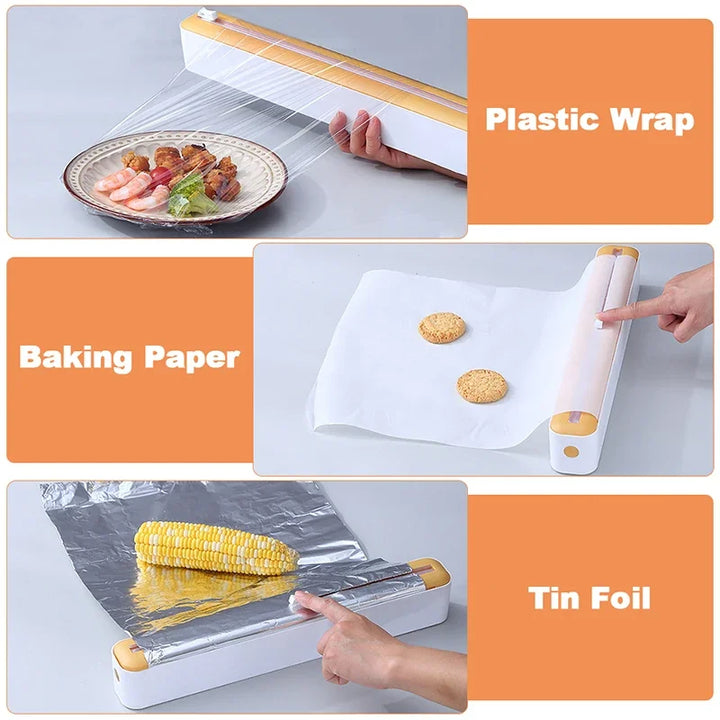 Magnetic Food Cling Film Dispenser with Cutter