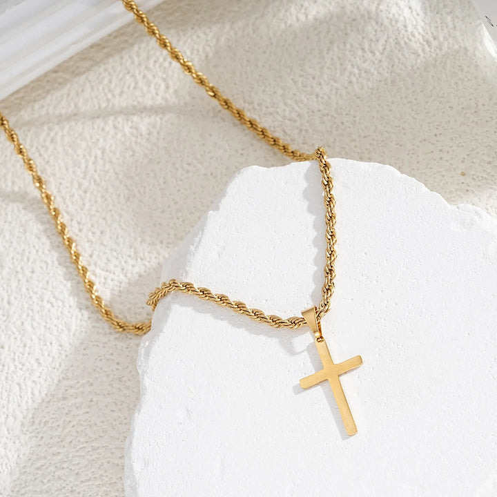 New 14k gold plated stainless steel necklace Jesus Christ cross pendant