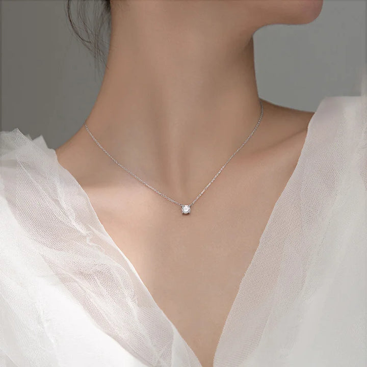 Hot 925 Sterling Silver 14k Gold Plated Necklace Versatile Sparkling Zircon Choker Clavicle Chain for Women Wedding Jewelry