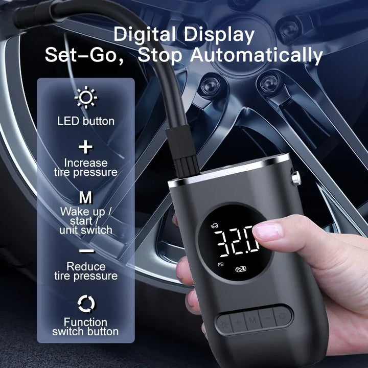 Digital Display Tire Inflator Air Pump with Wireless Charging