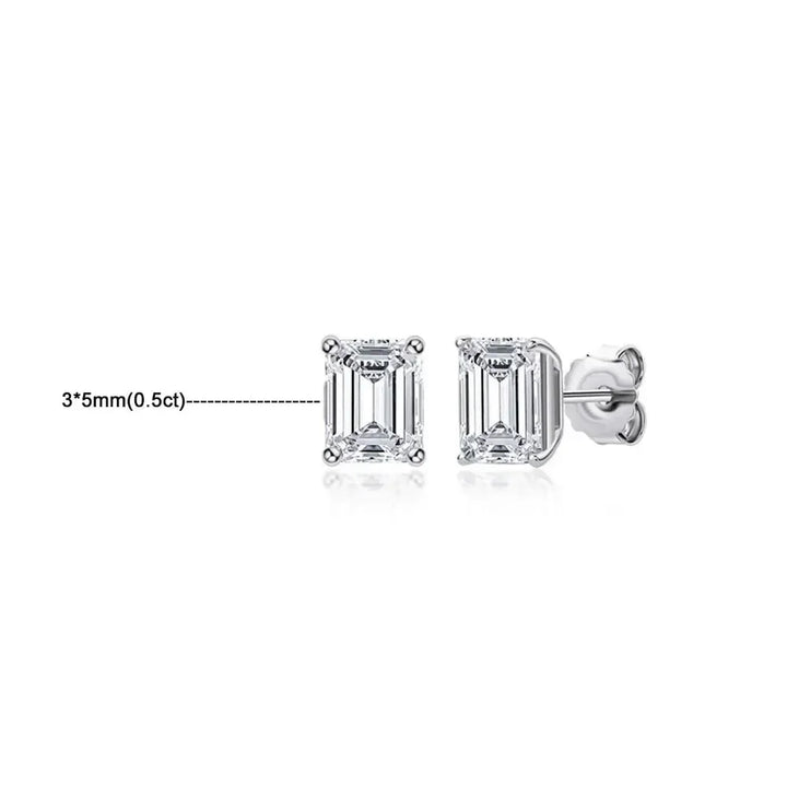 Emerald Cut Moissanite Earrings for Women 0.5 - 2ct D Color Lab Grow Diamond with GRA s925 Sterling Silver Trendy Stud Earring