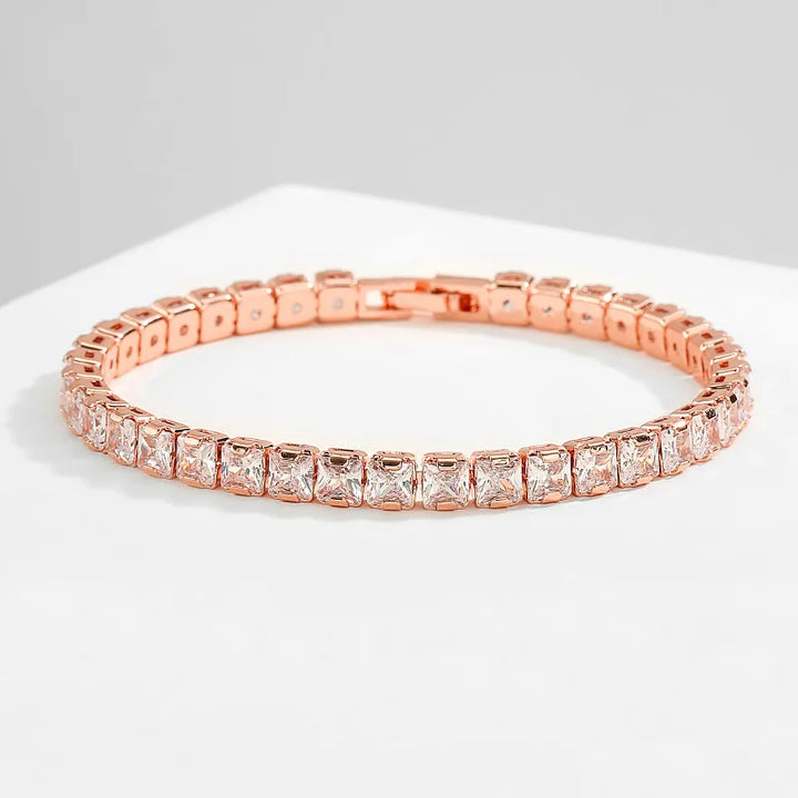 Bracelet in 925 sterling silver, rose gold and 14k gold plated with moissanites