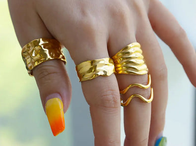 Gold Stainless Steel Geometric Ring