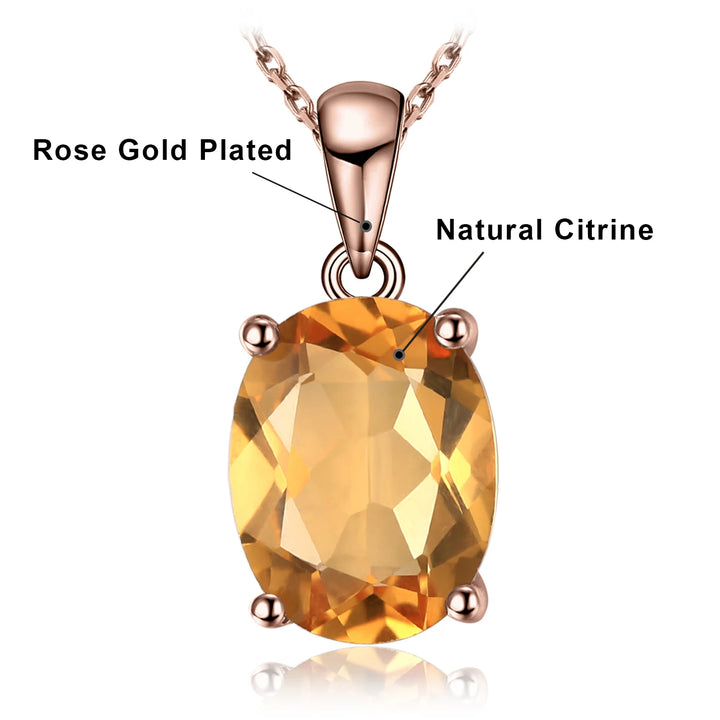 JewelryPalace Rose Gold Yellow Gold Plated Natural Amethyst Citrine Garnet Topaz 925 Sterling Silver Pendant Necklace No Chain