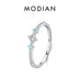 MODIAN 925 Sterling Silver Exquisite Eternity Band Paraiba Color CZ Ring Mint Green Stackable Rings For Women Fine Jewelry