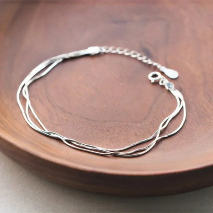 Double layer 925 sterling silver bracelet