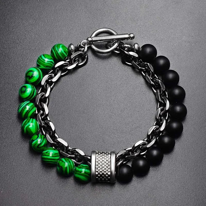 New 2020 Men's Tiger Eye Stone Beaded Bracelet Stainless Steel Gunmetal Link Chain Yoga Bracelet Male Jewelry Dropshipping