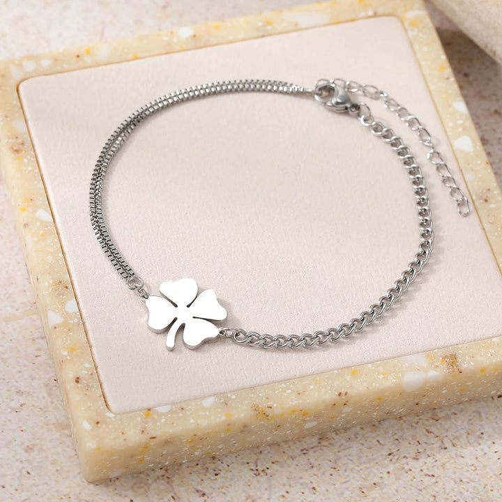 Lucky Clover Charm Stainless Steel Bracelets